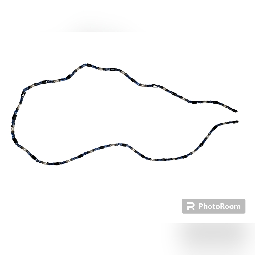 Blue/Silver Magnetic Necklace. 36in